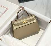 Bagsaaa Hermes Mini Kelly 20 bag beige grey & gold - 1