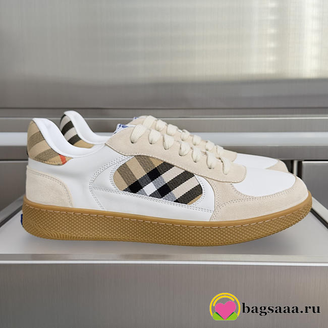 Bagsaaa Burberry Leather, Suede and Check Terrace Sneakers - 1