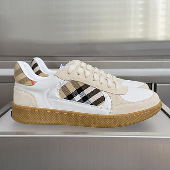 Bagsaaa Burberry Leather, Suede and Check Terrace Sneakers