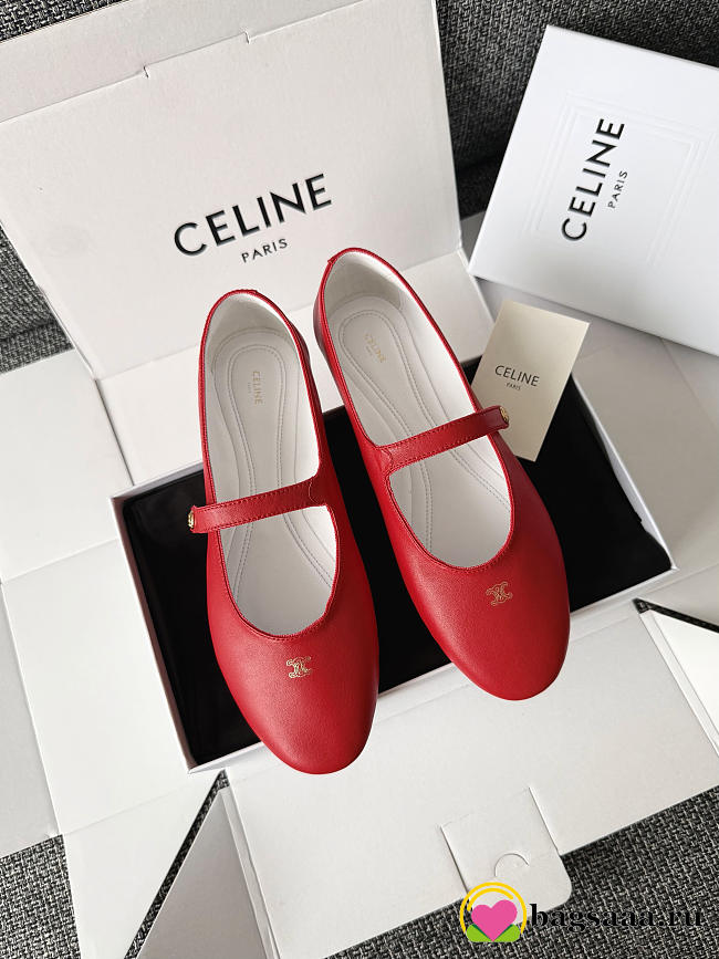 Bagsaaa Celine Ballet Ballerina In Lambskin Red - 1
