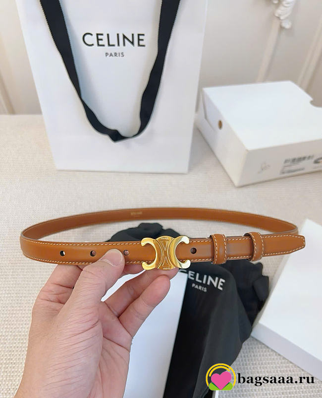 Bagsaaa Celine Triomphe Belt 18MM IN Natural Calfskin Tan - 1.8cm - 1