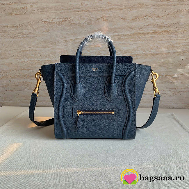 Bagsaaa Celine Navy Micro Luggage Bag Top Handle Bag - 20cm - 1