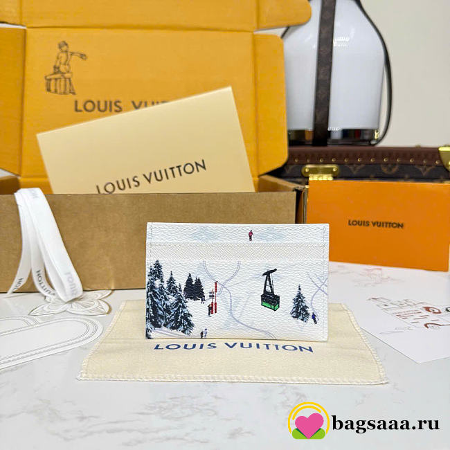 Bagsaaa LV M14864 Double Card Holder Ski White - 11 x 7 x 1.5 cm - 1