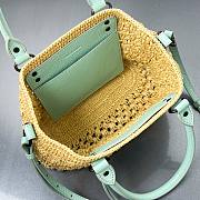 Bagsaaa Balenciaga Le City Basket Small in natural beige raffia & light green - 28cm - 3