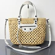 Bagsaaa Balenciaga Le City Basket Small in natural beige raffia & white - 28cm - 1