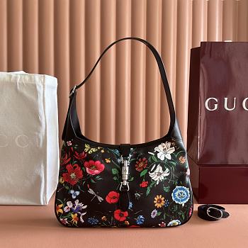 Bagsaaa Gucci Jackie 1961 medium shoulder bag 863136 black and multicolor - 31.5cm