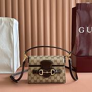 Bagsaaa Gucci Horsebit Duomo small top handle bag A006O9 brown GG - 20cm - 1