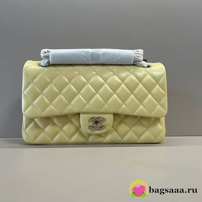 Bagsaaa Chanel Flap Bag Yellow Lambskin & Silver Hardware - 23cm - 1