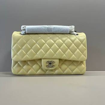 Bagsaaa Chanel Flap Bag Yellow Lambskin & Silver Hardware - 23cm