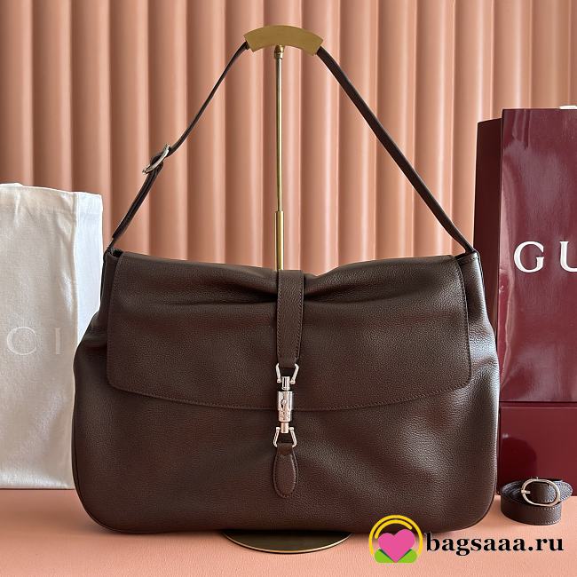 Bagsaaa Gucci Jackie Flap large crossbody bag dark brown A005ZI - 43cm - 1