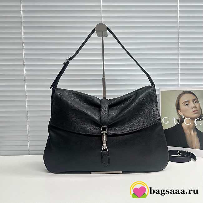 Bagsaaa Gucci Jackie Flap large crossbody bag black A005ZI - 43cm - 1