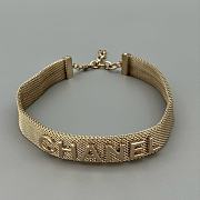 Bagsaaa Chanel Gold Mesh Ribbon Choker Necklace  - 1