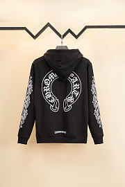 Bagsaaa Chrome Hearts Horseshoe Floral Cross zip-up hoodie black - 4