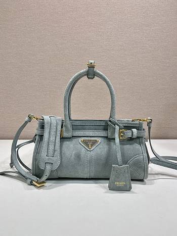 Bagsaaa Prada Bonnie suede mini handbag 1BA486 Opaline - 23.5 cm