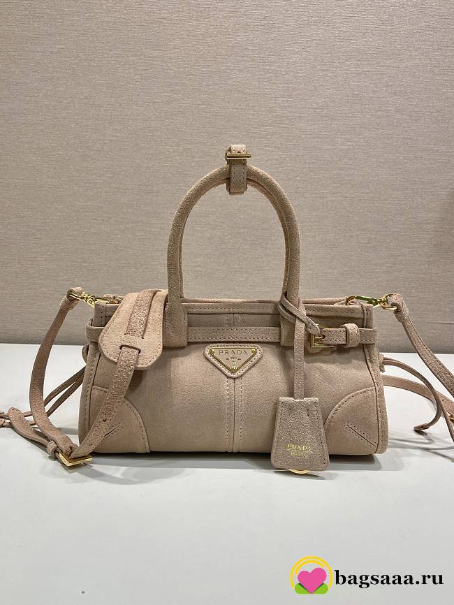 Bagsaaa Prada Bonnie suede mini handbag 1BA486 Water Lily - 23.5 cm - 1