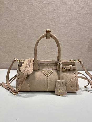 Bagsaaa Prada Bonnie suede mini handbag 1BA486 Water Lily - 23.5 cm