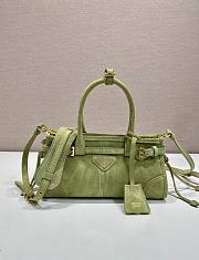Bagsaaa Prada Bonnie suede mini handbag 1BA486 Agave green - 23.5 cm - 1