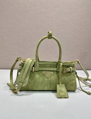 Bagsaaa Prada Bonnie suede mini handbag 1BA486 Agave green - 23.5 cm