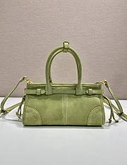 Bagsaaa Prada Bonnie suede mini handbag 1BA486 Agave green - 23.5 cm - 4