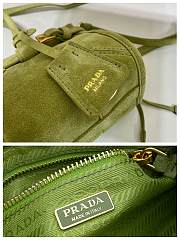 Bagsaaa Prada Bonnie suede mini handbag 1BA486 Agave green - 23.5 cm - 3
