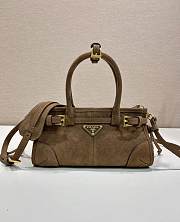 Bagsaaa Prada Bonnie suede mini handbag 1BA486 Cocoa Brown - 23.5 cm - 1