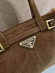 Bagsaaa Prada Bonnie suede mini handbag 1BA486 Cocoa Brown - 23.5 cm - 3