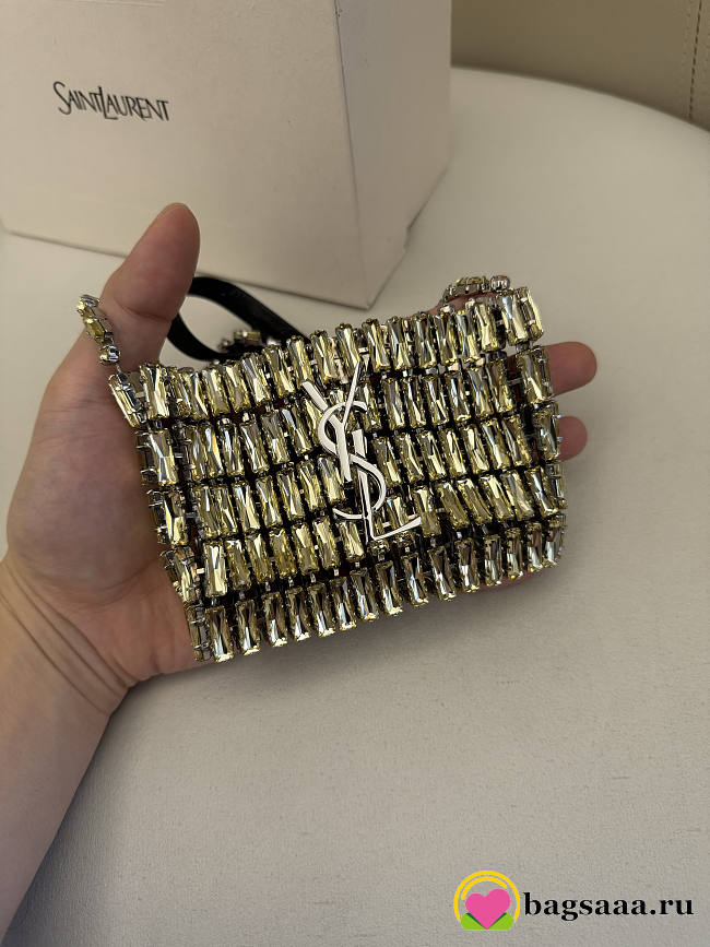Bagsaaa YSL Micro EVENING bag in crystals 788380 green - 11.5cm - 1