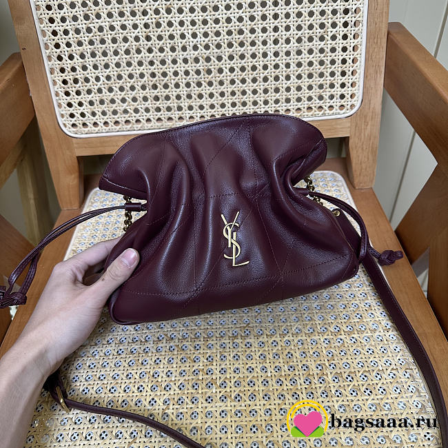 Bagsaaa YSL JAMIE shoulder pouch in lambskin 862712 Rouge Cabernet - 26cm - 1