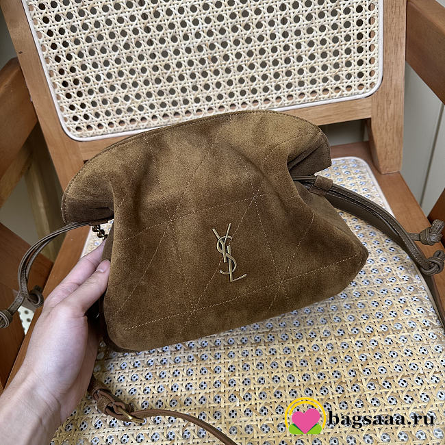 Bagsaaa YSL JAMIE shoulder pouch in suede 862712 brown - 26cm - 1