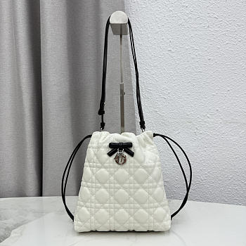 Bagsaaa Dior Adiorable Mini Bucket Bag Two-Tone Latte and Black Cannage Lambskin - 22 cm