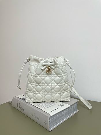 Bagsaaa Dior Adiorable Mini Bucket Bag Latte Cannage Lambskin - 22cm