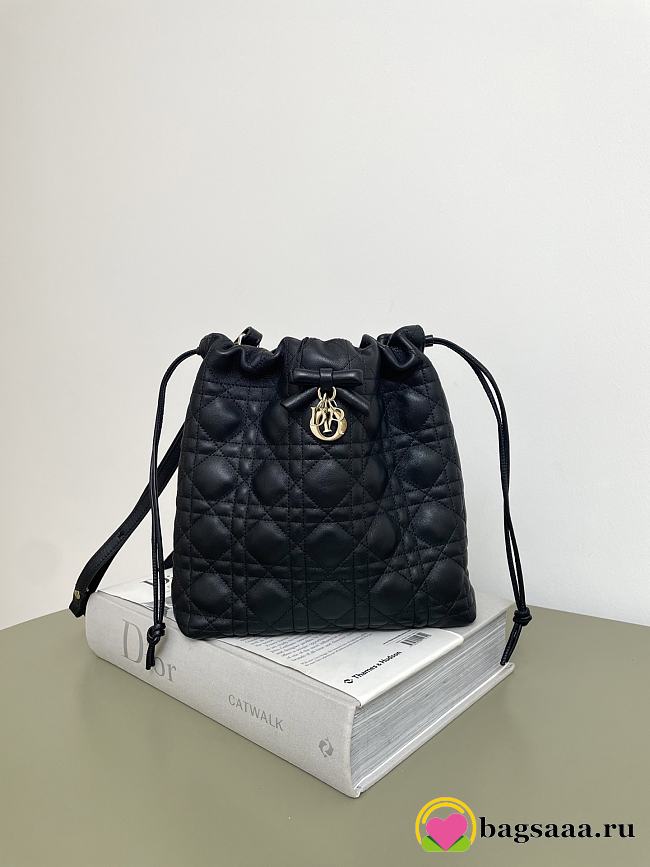 Bagsaaa Dior Adiorable Mini Bucket Bag Black Cannage Lambskin - 22cm - 1