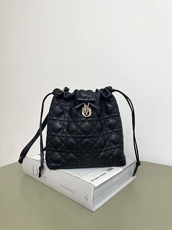 Bagsaaa Dior Adiorable Mini Bucket Bag Black Cannage Lambskin - 22cm