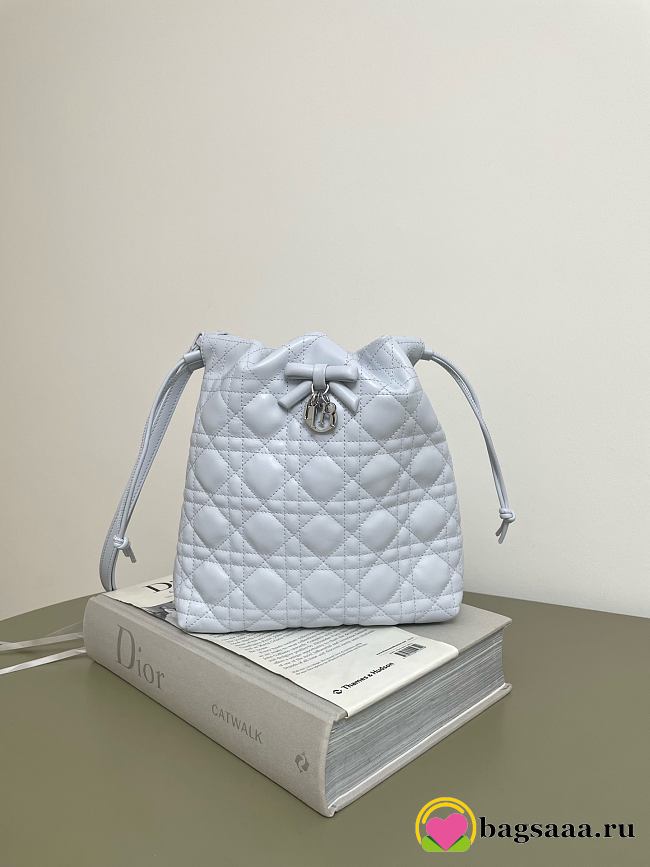Bagsaaa Adiorable Mini Bucket Bag Ice Blue Cannage Lambskin - 22cm - 1