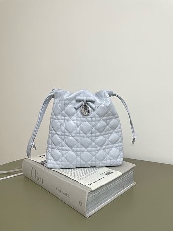 Bagsaaa Adiorable Mini Bucket Bag Ice Blue Cannage Lambskin - 22cm