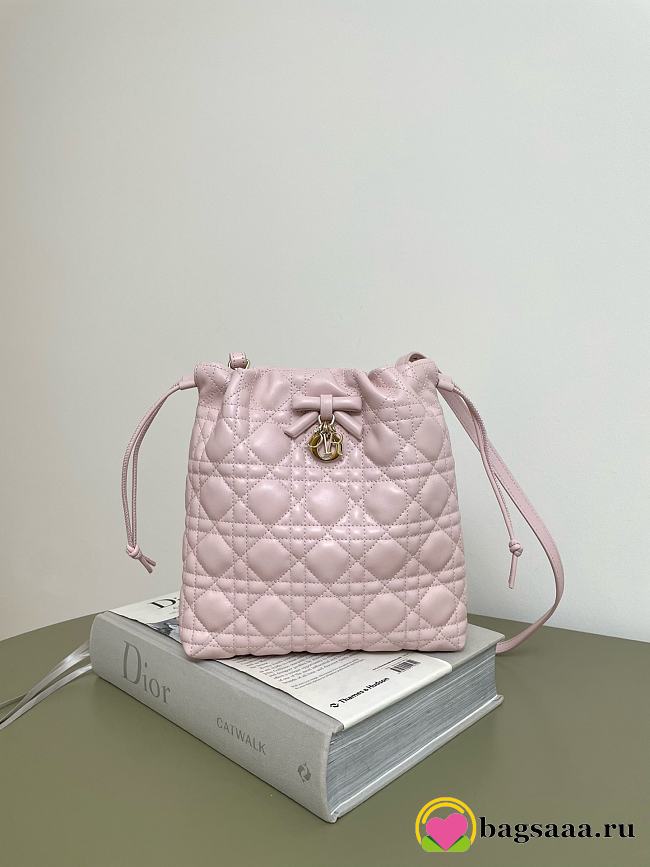 Bagsaaa Dior Adiorable Mini Bucket Bag Pink Cannage Lambskin - 22cm - 1
