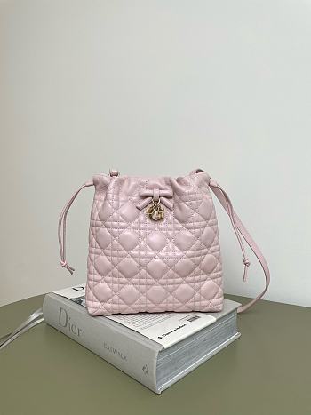 Bagsaaa Dior Adiorable Mini Bucket Bag Pink Cannage Lambskin - 22cm