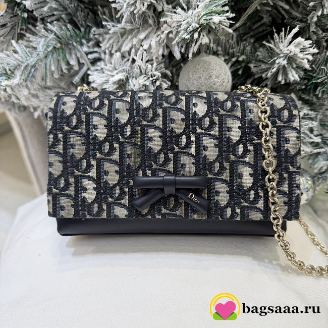 Bagsaaa Dior Promenade Mini Bag with Chain Blue Dior Oblique - 19cm - 1