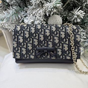 Bagsaaa Dior Promenade Mini Bag with Chain Blue Dior Oblique - 19cm
