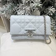 Bagsaaa Dior Mini Bag with Chain Ice Blue Macrocannage Lambskin - 19cm - 1
