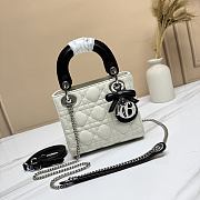 Bagsaaa Mini Lady Dior Bag with Chain Two-Tone Latte and Black - 17cm - 1