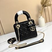 Bagsaa Mini Lady Dior Bag with Chain Black Cannage Lambskin - 17cm - 1