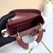 Bagsaa Mini Lady Dior Bag with Chain Red Cannage Lambskin - 17cm - 4