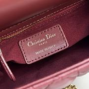 Bagsaa Mini Lady Dior Bag with Chain Red Cannage Lambskin - 17cm - 3