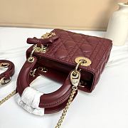 Bagsaa Mini Lady Dior Bag with Chain Red Cannage Lambskin - 17cm - 2