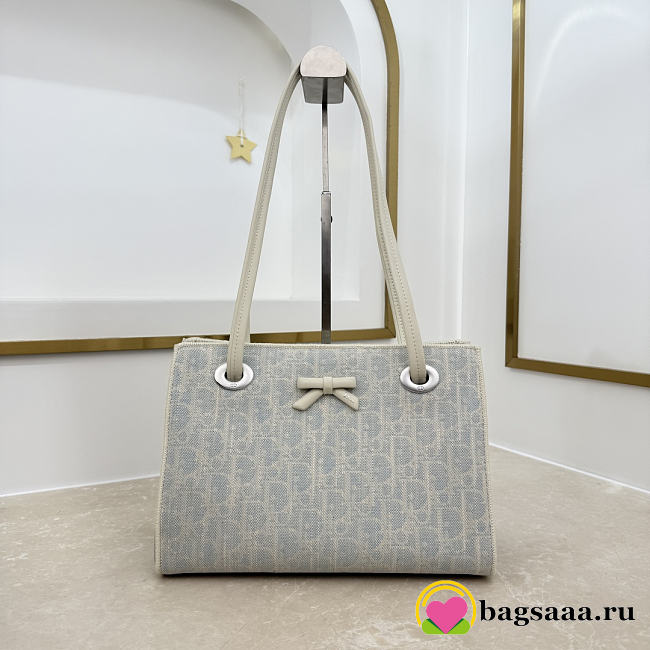 Bagsaaa Small Dior Promenade Shopping Bag Céleste Blue Dior Oblique Washed Jacquard - 27cm - 1