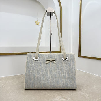 Bagsaaa Small Dior Promenade Shopping Bag Céleste Blue Dior Oblique Washed Jacquard - 27cm