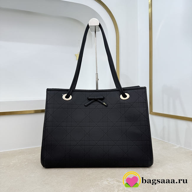 Bagsaaa Medium Dior Promenade Shopping Bag Black Flat Cannage Calfskin - 37cm - 1