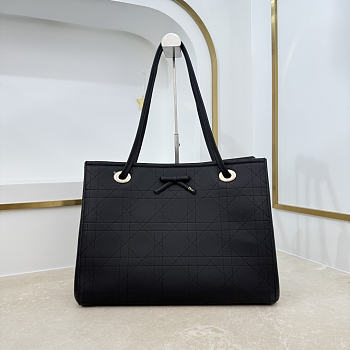 Bagsaaa Medium Dior Promenade Shopping Bag Black Flat Cannage Calfskin - 37cm