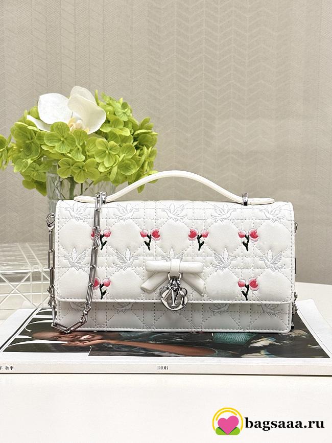Bagsaaa Dioramour My Dior Mini Bag White Cannage Lambskin Embroidered - 21cm - 1